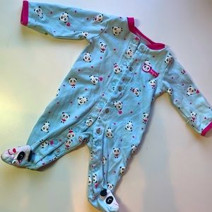 Footed onesie blue and pink super cute